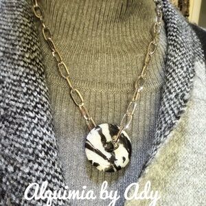 Chunky zebra jasper Silver Necklace